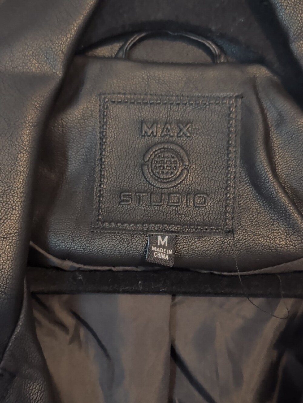 Max Studio Black Quilted Moto Faux Leather Jacket - Picture 3 of 5